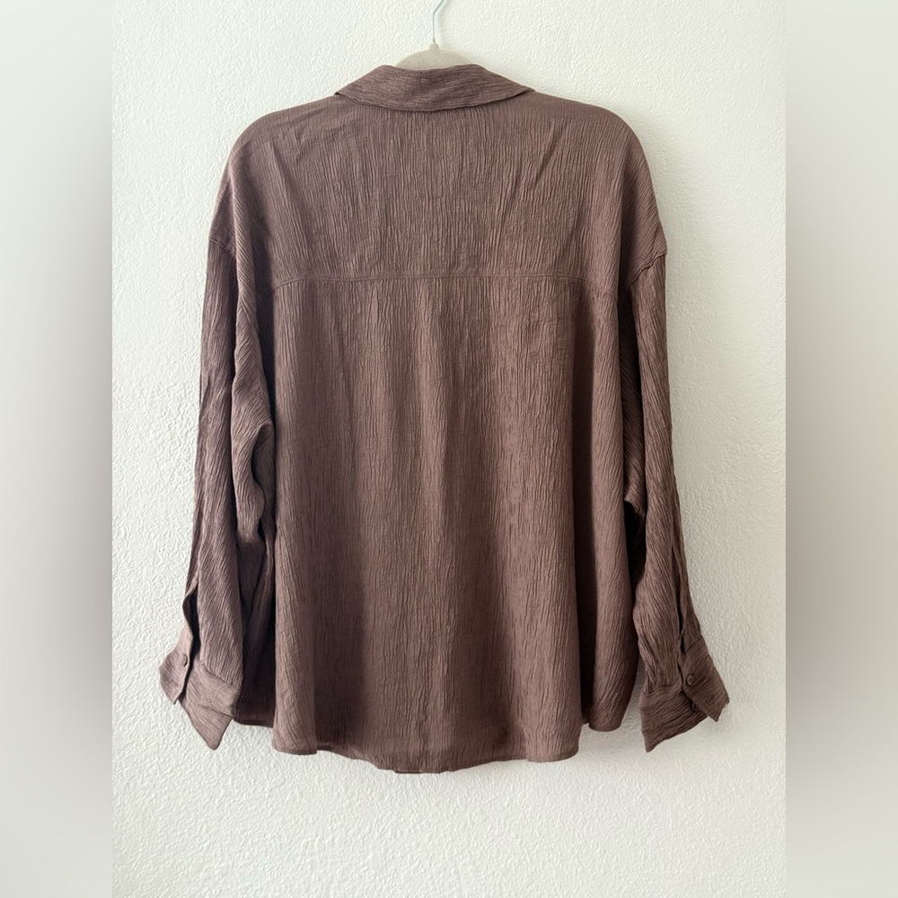 Abercrombie & Fitch Crinkle Oversized Button-Down Shirt Size Large - Picture 7 of 14